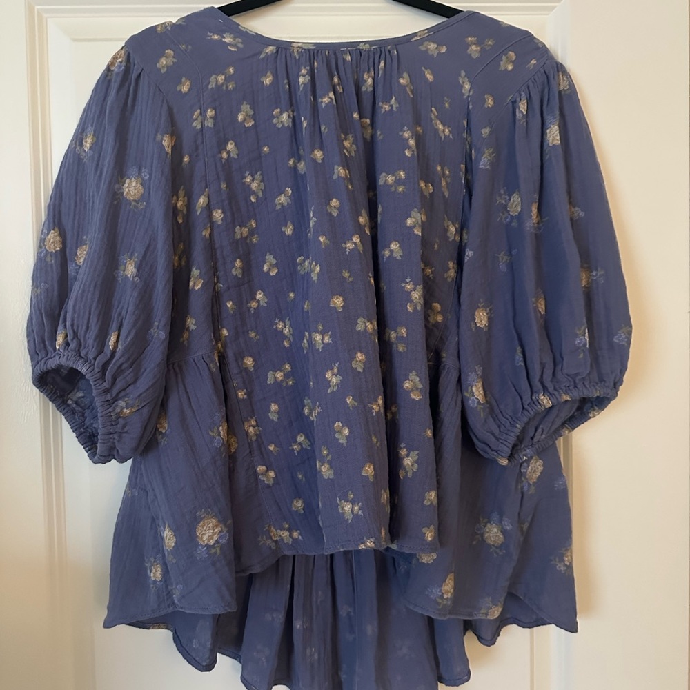 Free People Blue Floral Blouse
